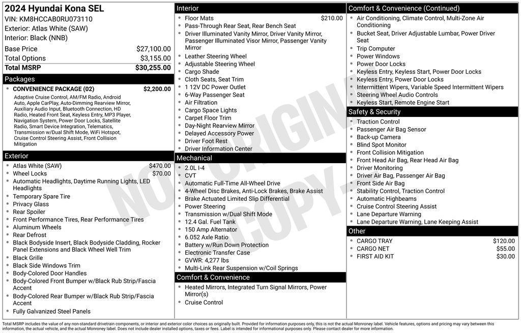 used 2024 Hyundai Kona car, priced at $25,495