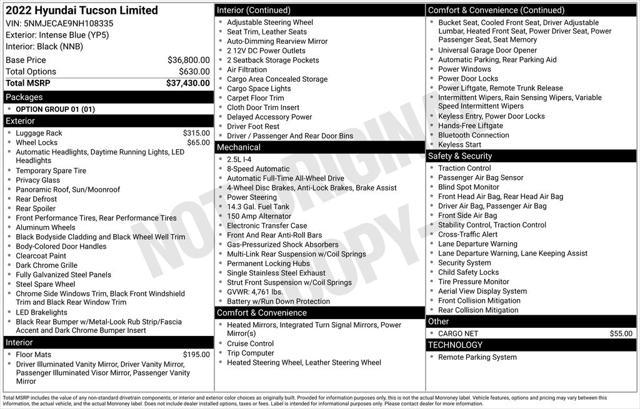 used 2022 Hyundai Tucson car, priced at $27,495