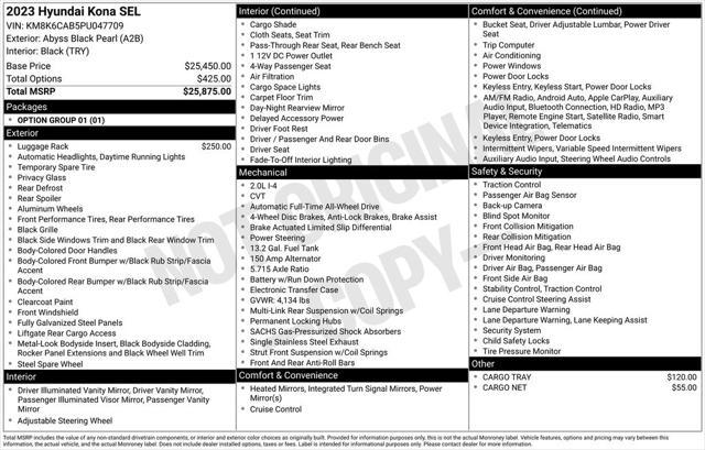 used 2023 Hyundai Kona car, priced at $22,495