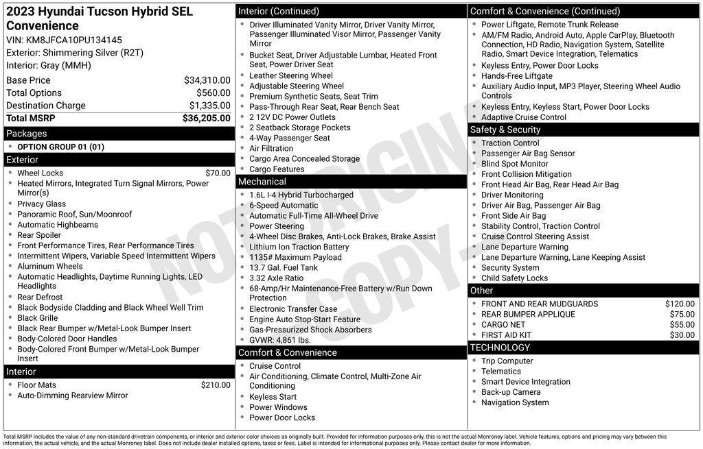 used 2023 Hyundai TUCSON Hybrid car, priced at $25,995