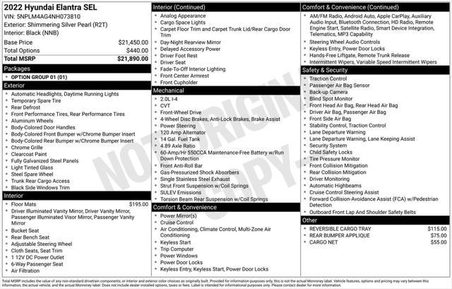 used 2022 Hyundai Elantra car, priced at $18,995