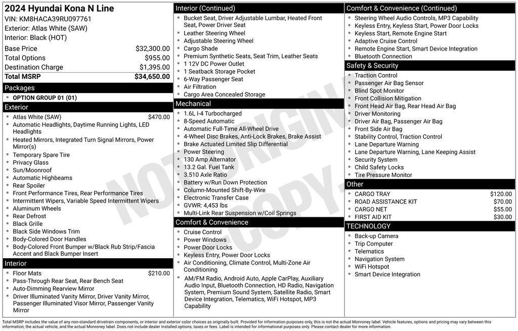 used 2024 Hyundai Kona car, priced at $26,495