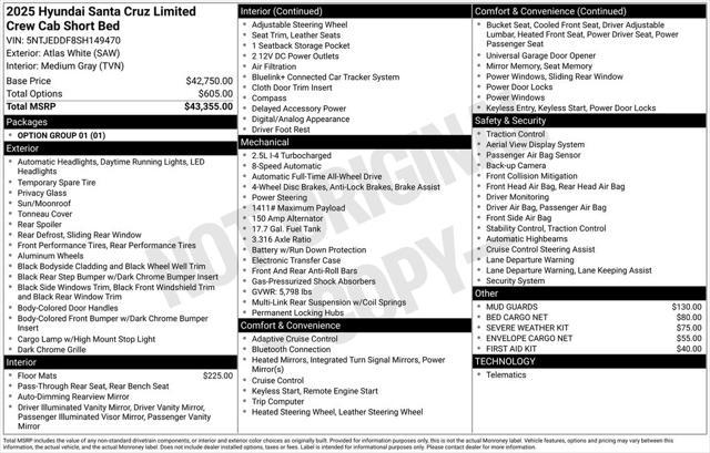 new 2025 Hyundai SANTA CRUZ car, priced at $44,805