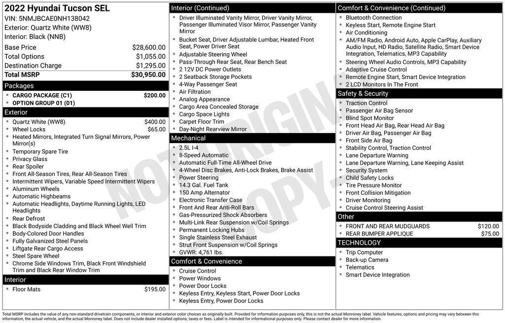 used 2022 Hyundai Tucson car, priced at $25,495