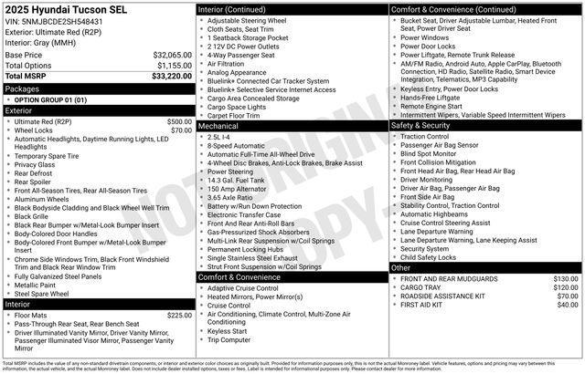 new 2025 Hyundai Tucson car, priced at $34,670