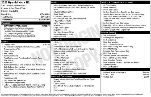 used 2023 Hyundai Kona car, priced at $21,995