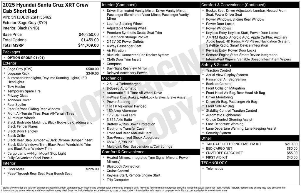 new 2025 Hyundai SANTA CRUZ car, priced at $43,159