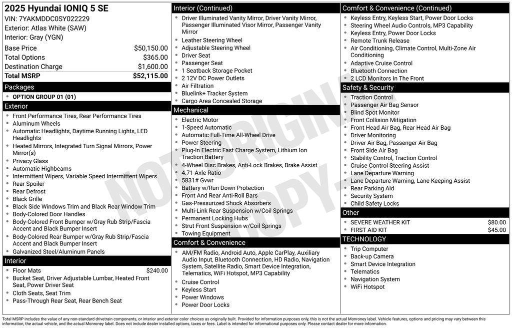 new 2025 Hyundai IONIQ 5 car, priced at $51,965