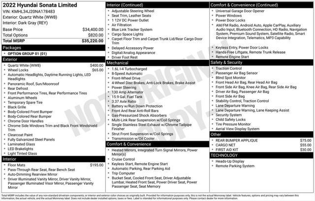 used 2022 Hyundai Sonata car, priced at $24,995
