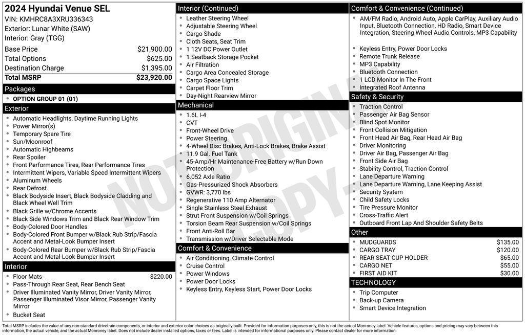 used 2024 Hyundai Venue car, priced at $20,495