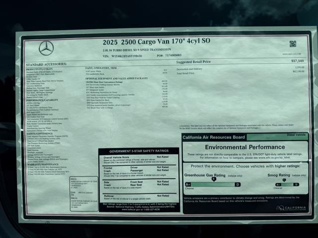 new 2025 Mercedes-Benz Sprinter 2500 car, priced at $62,190