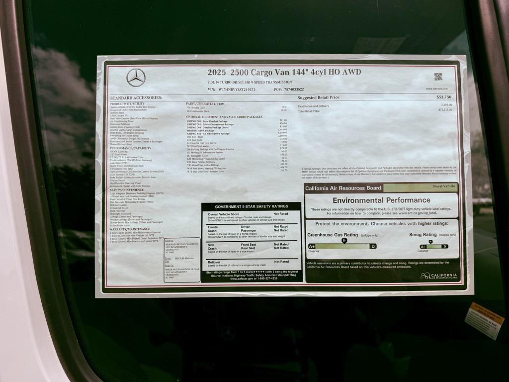 new 2025 Mercedes-Benz Sprinter 2500 car, priced at $85,841