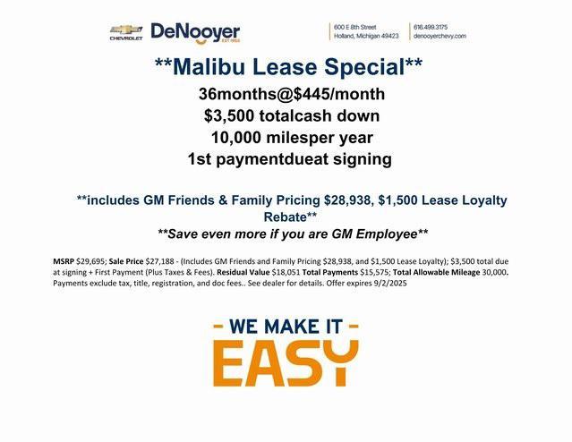 new 2025 Chevrolet Malibu car, priced at $29,261
