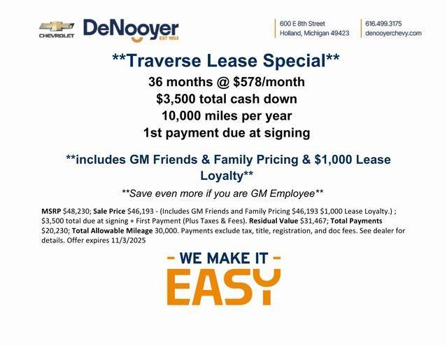 new 2026 Chevrolet Traverse car, priced at $45,438