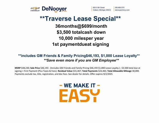 new 2025 Chevrolet Traverse car, priced at $46,166