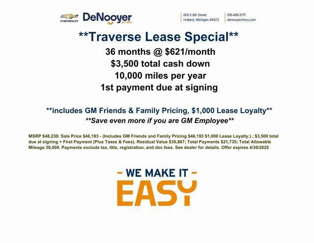 new 2025 Chevrolet Traverse car, priced at $44,274
