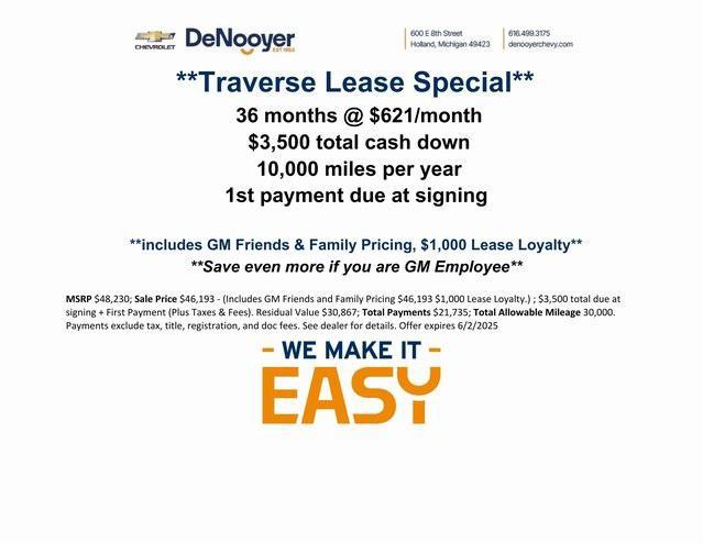 new 2025 Chevrolet Traverse car, priced at $43,441
