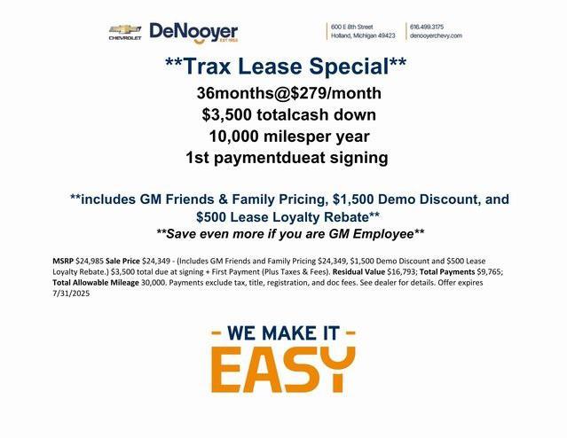 new 2025 Chevrolet Trax car, priced at $24,350