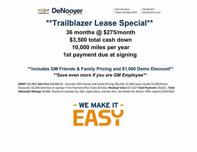 new 2025 Chevrolet TrailBlazer car, priced at $27,641