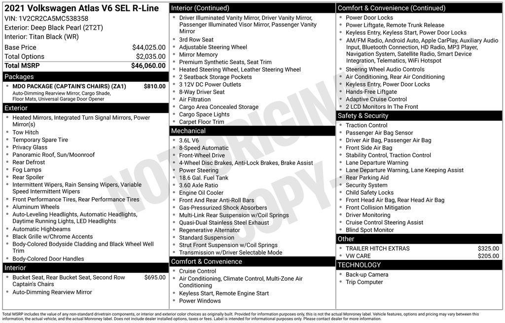 used 2021 Volkswagen Atlas car, priced at $25,666