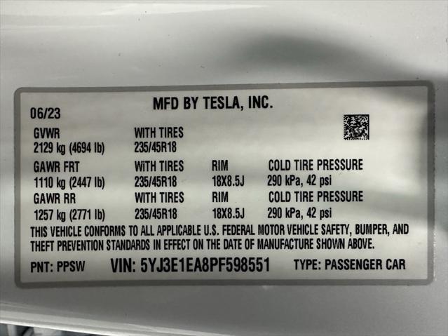 used 2023 Tesla Model 3 car, priced at $25,495
