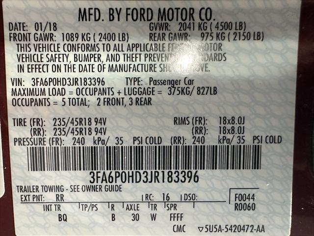 used 2018 Ford Fusion car, priced at $14,495