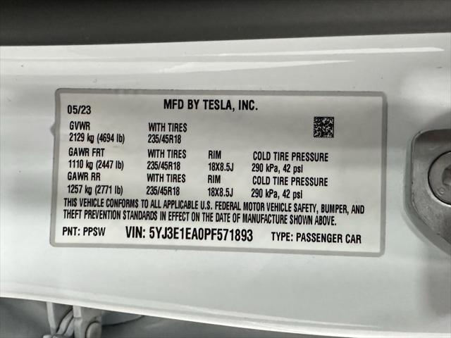 used 2023 Tesla Model 3 car, priced at $25,495