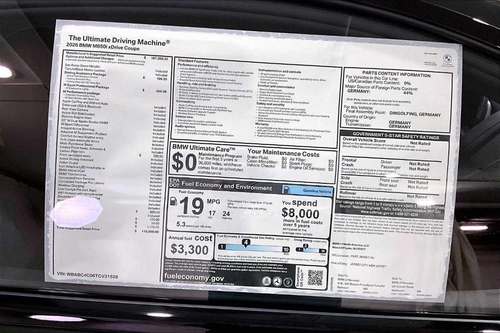 new 2026 BMW M850 car, priced at $110,000