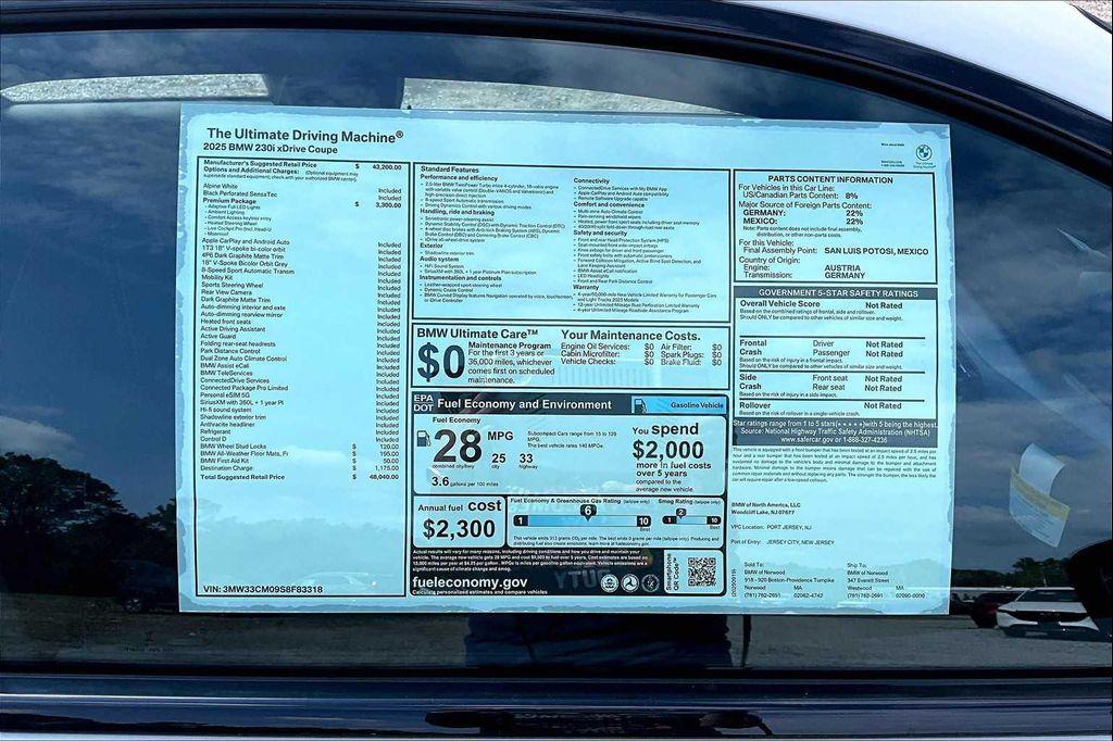 new 2025 BMW 230 car, priced at $48,040