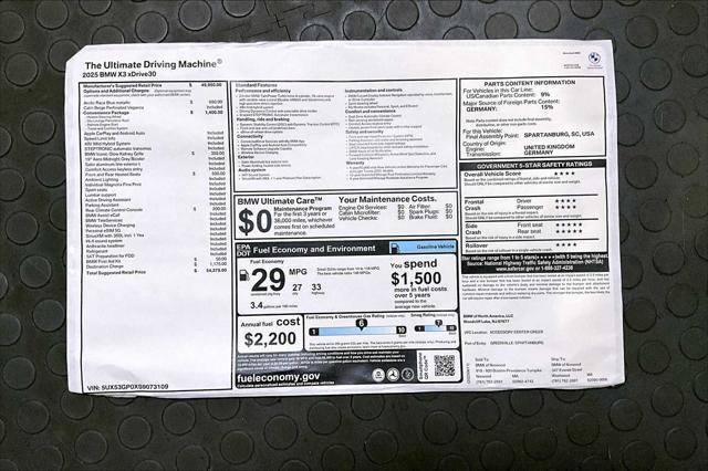 new 2025 BMW X3 car, priced at $54,275