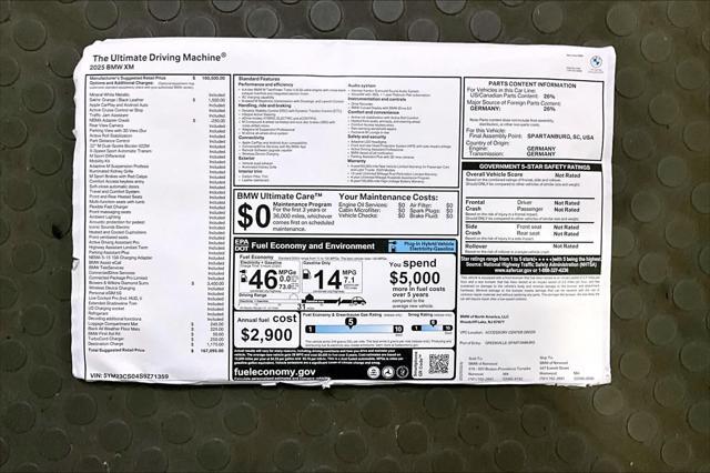 new 2025 BMW XM car, priced at $167,095