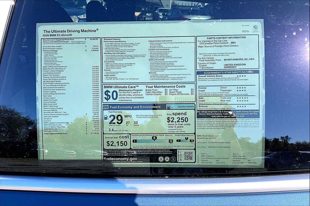 new 2026 BMW X3 car, priced at $57,740