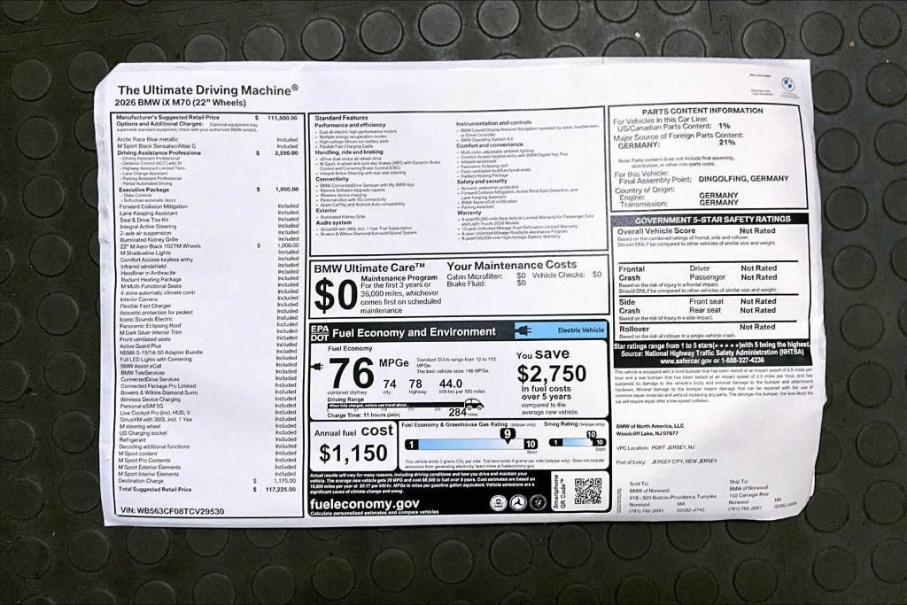 new 2026 BMW iX car, priced at $117,225