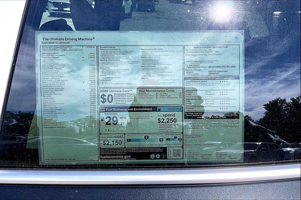 new 2026 BMW X3 car, priced at $54,325