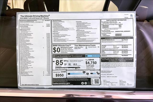 new 2025 BMW i7 car, priced at $111,205