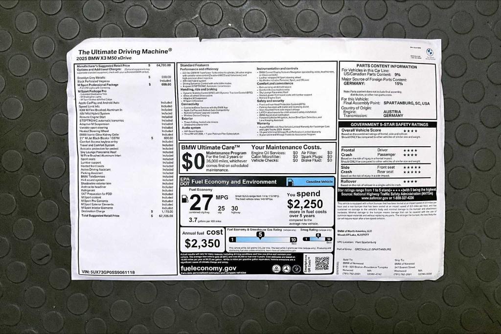new 2025 BMW X3 car, priced at $67,725