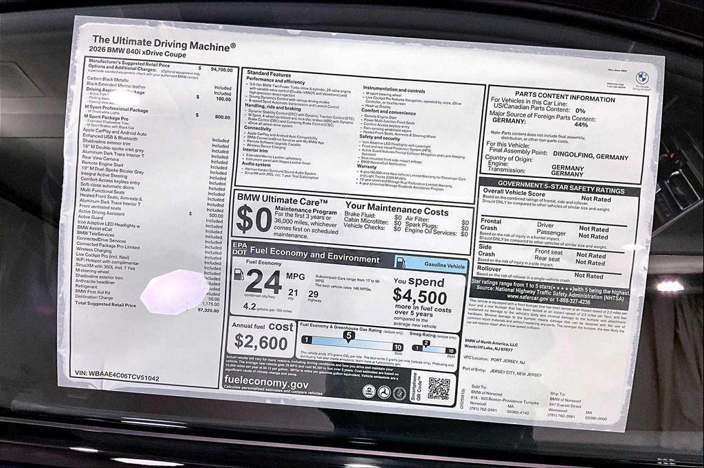 new 2026 BMW 840 car, priced at $97,325