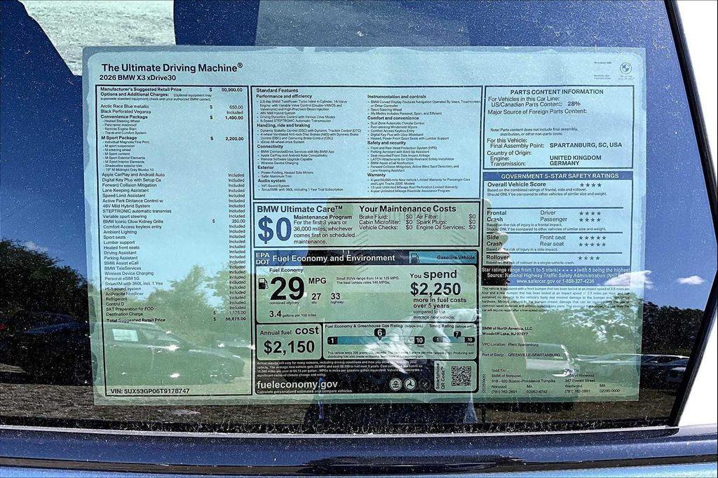 new 2026 BMW X3 car, priced at $56,675