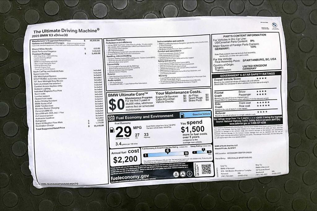 new 2025 BMW X3 car, priced at $55,410