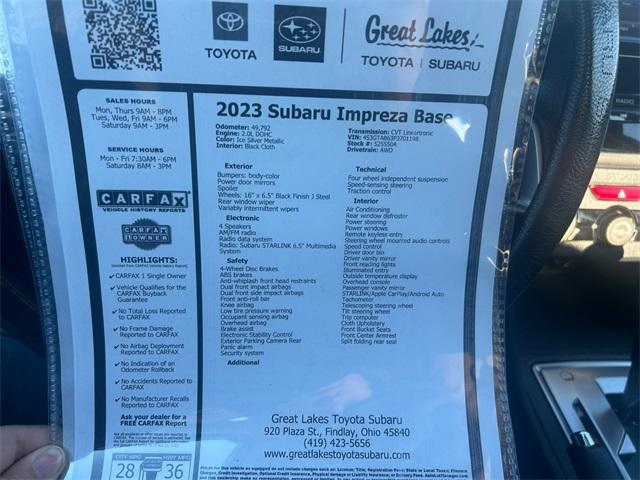 used 2023 Subaru Impreza car, priced at $20,555