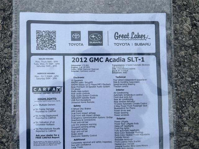 used 2012 GMC Acadia car, priced at $4,722
