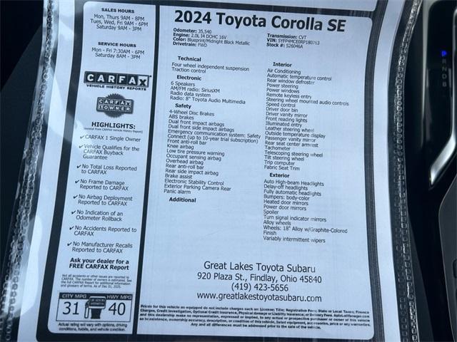 used 2024 Toyota Corolla car, priced at $21,856