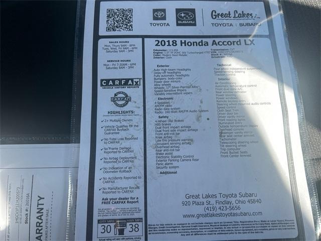 used 2018 Honda Accord car, priced at $15,455