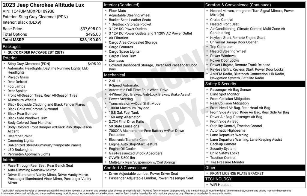 used 2023 Jeep Cherokee car, priced at $21,490