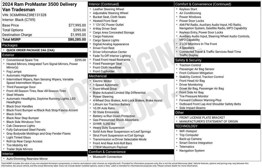 used 2024 Ram ProMaster 3500 car, priced at $27,950