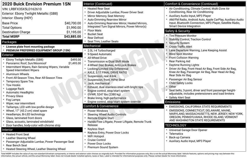used 2020 Buick Envision car, priced at $21,490