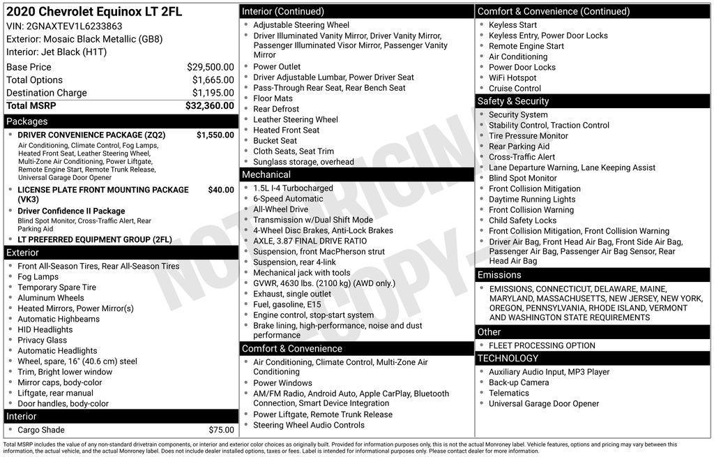 used 2020 Chevrolet Equinox car, priced at $19,375