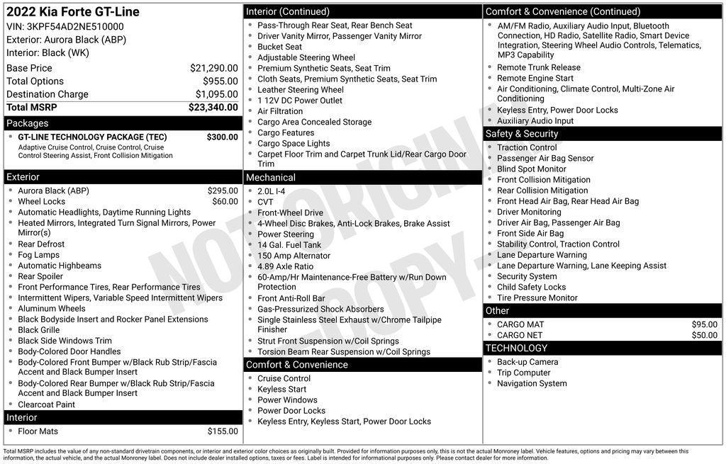 used 2022 Kia Forte car, priced at $19,490