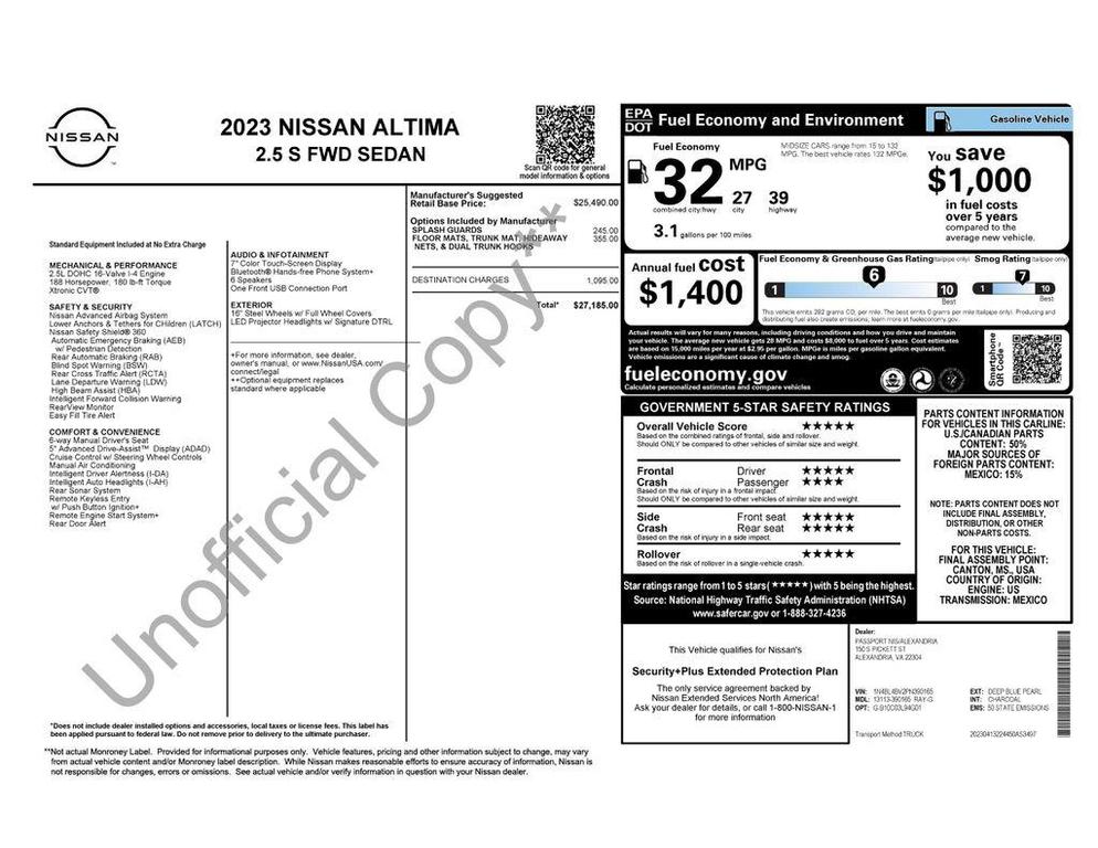 used 2023 Nissan Altima car, priced at $17,375