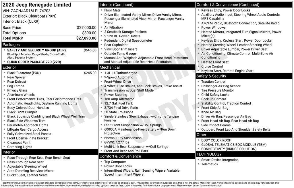 used 2020 Jeep Renegade car, priced at $19,290